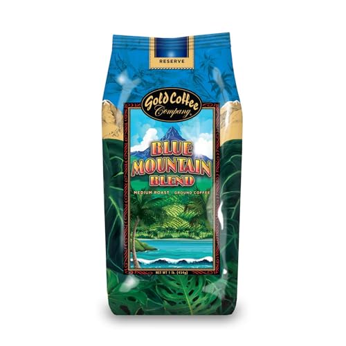 Gold Coffee Co. Blue Mountain Premium Blend - Medium Roast, Finely Ground 100% Arabica Coffee - Notes of Cocoa, Sweet Honey, Citrus Notes, 1 lb.