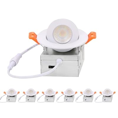 ZYC Gimbal LED Recessed Lighting - 3 Inch 5CCT 7W 360° Rotation Adjustable Eyeball Light,LED Swivel Spotlight,Directional Sloped Ceiling Light,Dimmable Canless Wafer Downlight Pack of 6 White.