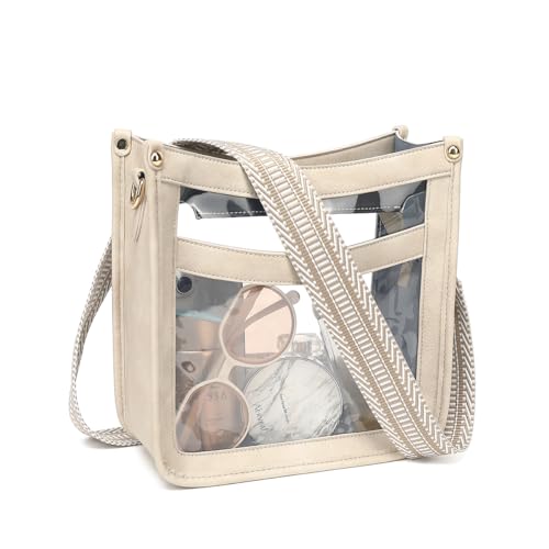 LOXOMU Clear Crossbody Bag - Stadium Approved Clear Purse with Guitar Strap for Events, Concerts