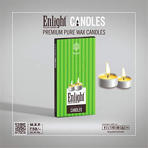 Koyas Enlight Pure Wax Tealight Candles for Home Pack of 4 (Each 10 House Tealight Candle,90gm)