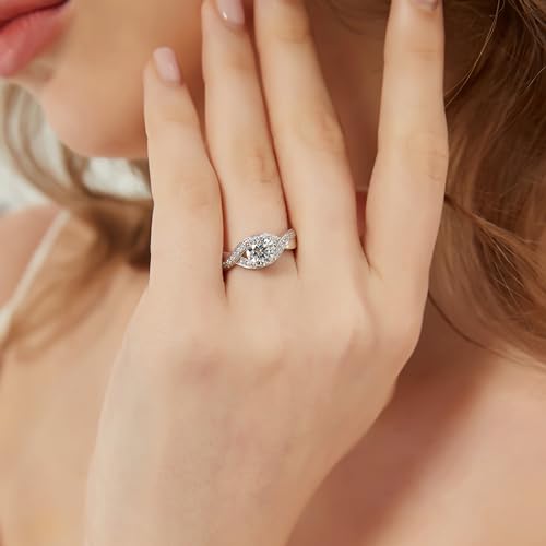 THELANDA Genuine Moissanite or Simulated Diamond Infinite Love Twisted Wrapped 1CT Promise Engagement Bridal Ring For Her4
