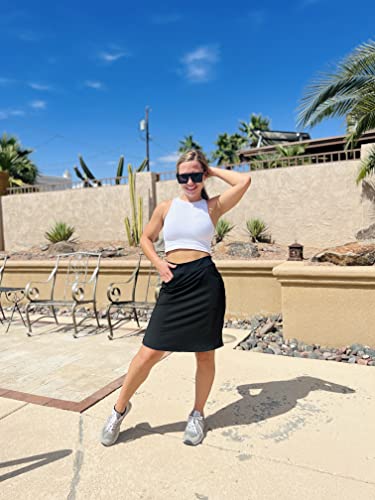 Hokoyi Women'S 20 Inch Modest Knee Length Golf Skort Skirt Athletic Workout Skirt For Women 2 Pockets Casual Summer Bk L Black thumb #5