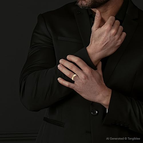 P3 POMPEII3 18K Yellow Gold Mens Brushed 6mm Wedding Band4