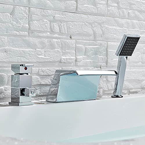 Mitigeur cascade bain douche en laiton avec douchette pour baignoire chic - 5