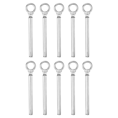 Image of uxcell Ring Lifting Expansion Eyebolt, 10pcs M6x120mm 304 Stainless Steel Expansion Screw with Eye Ring for Concrete Brick Wall