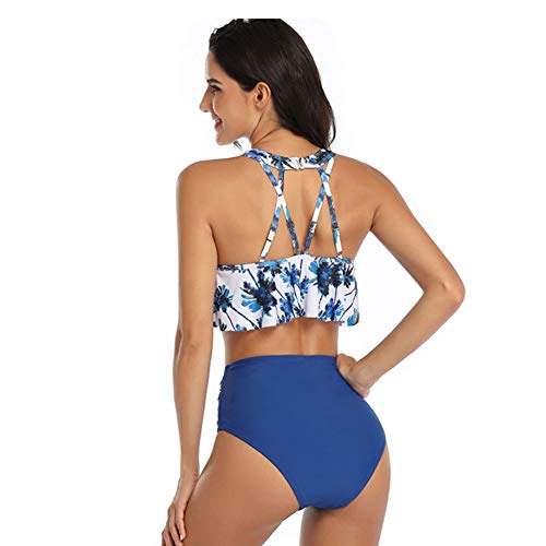 Couples Matching Swimsuit High Waist, Blue Coconut Trees, Beach Bathing Matching Swimwear4