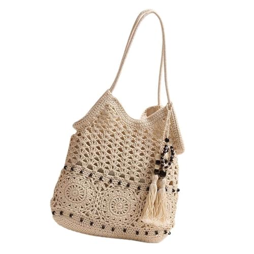 Sac en crochet grande capacité avec bandoulière et maille tissée robuste