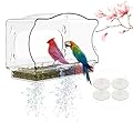 Window Bird Feeder Viewing Box - 10x6 Inches Acrylic Window Bird Feeder with 4 Strong Suction Cups, 3 Compartment Trays, Clear Birdfeeder with Enhanced Grip, Watching Cardinal for Cat