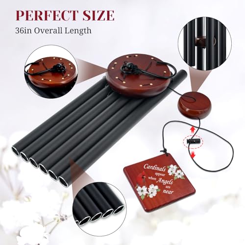 Image of 36 inch Memorial Wind Chimes Sympathy Gift - Cardinal Windchimes in Loving Memory of Loved One, Memorial Cardinal Gifts for Loss of Mom /Dad, Bereavement,Condolence,Funeral Grieving