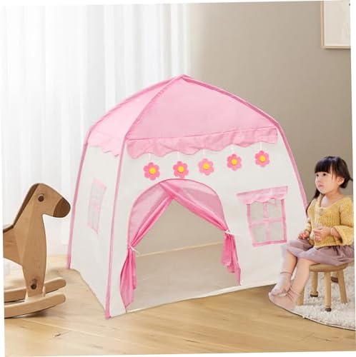 Kids Tent, 51.2inch Large Kids Play Tents with Flower Pendants, Pop Up Play Tent, Princess Castle Fairy Playhouse, Indoor Teepee Tent for Kids Boys Girls (Pink) 8 41NYLMeUmWL. AC