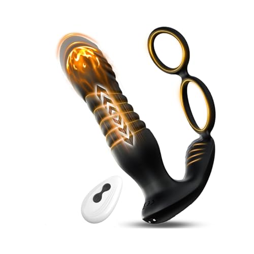 3 EN 1 Masseurs de Prostate sex toýs homme，vibromasseur avec Anneau Pénien, extenseur homme Télécommandé, Plug anal gode vibrateur avec 9×9 modes de poussée vibrant portabl Pour Couple sex toys