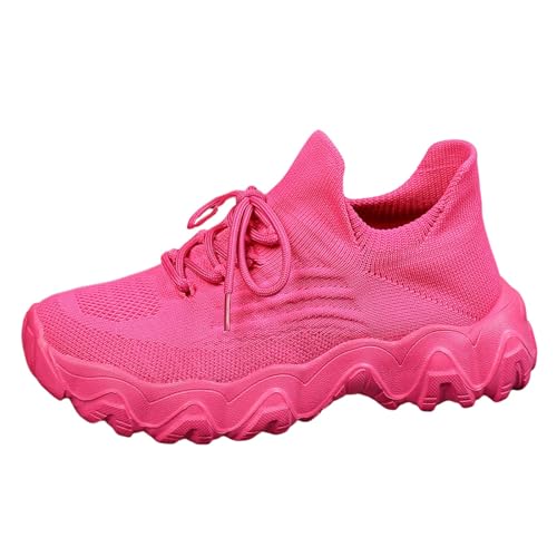Genérico tenis para mujer, zapatillas ortopédicas para mujer, fitness, gimnasio, correr, al aire libre, zapatillas casuales de malla antideslizantes, Rosa brillante 3, 35 EU