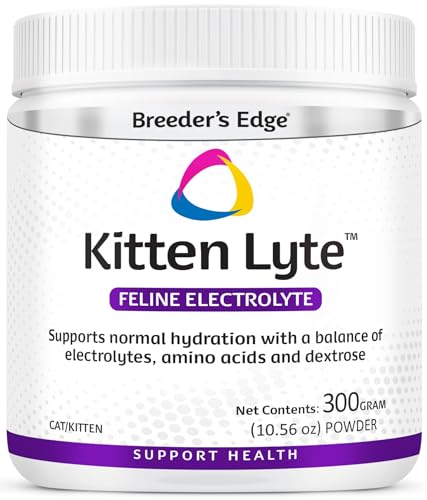 Breeders Edge Kitten Lyte Electrolyte Supplement for Kittens and Nursing Cats Supports Hydration Energy & Recovery Chicken Soup Flavor 300g