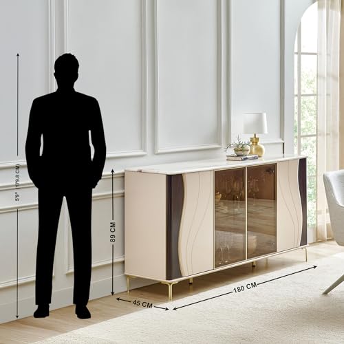 Image of Home Centre | Monalisa Sideboard | Storage Cabinet for Home | Engineered Wood | Brown | 1 Year Warranty
