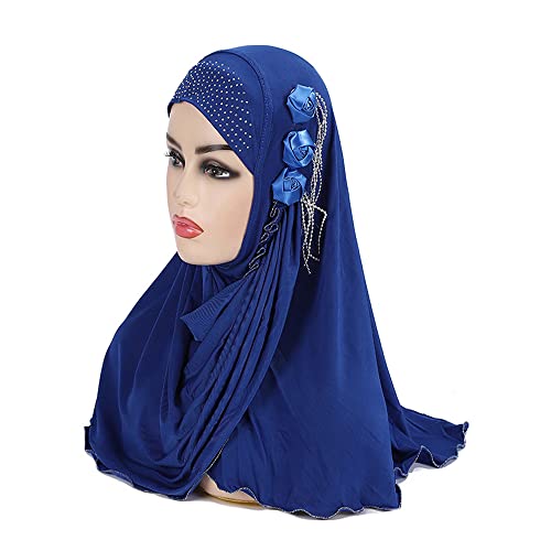 Women Floral Muslim Hijab Ice Silk Islamic Long Turban Head Wrap Scarf Shawl Turban2