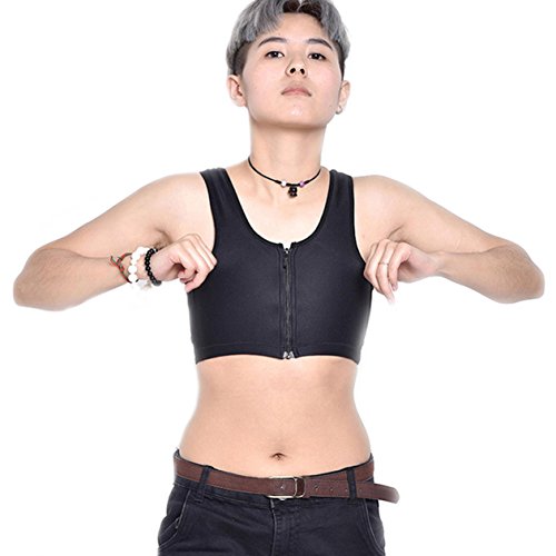 Mesh chest binder zippé corset court débardeur de compression lesbienne