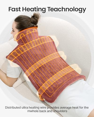 Image of RENPHO Electric Heating Pad for Back, Birthday Gifts for Women Men Mom Dad, FSA Eligible & HSA Store, Neck and Shoulder Heat Pad, Fast Heating, 24 inchx33 inch, ETL Certified, Pink