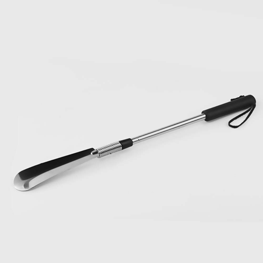Schuhlöffel, teleskopischer Edelstahl-Schuhlöffel, Metall-Schuheimer, Langer Schuhheber, Langer Schuhlöffel für Faule Faule (Farbe: Schwarz, Größe: Einheitsgröße) (Schwarz, Einheitsgröße)