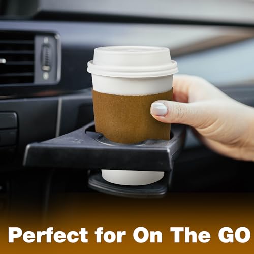 Ginkgo 100 Pack 12 oz Leak-Proof Coffee Cups with Lids and Sleeves Disposable To Go Hot Travel Paper Cups, Hot Chocolate, Cocoa, Tea, Coffee Bar Accessories