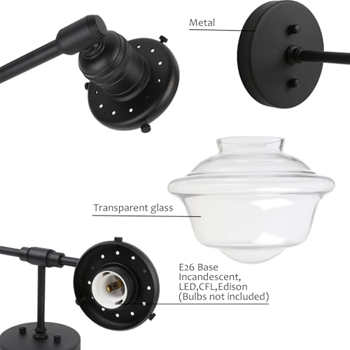Image of Pathson 2 Lights Bathroom Sconces Hardwired Wall Sconce Lamp, Modern Wall Vanity Lights Clear Glass, Indoor Wall Painting Light Fixtures for Living Room Bedroom