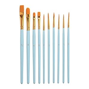 adspow 10 Stück Pinselset,hochwertige Künstler PinselSets mit Holzgriffen,Premium Nylon Acrylfarben Pinsel,Malerei Ölfarben Brush Set,für Künstler, Erwachsene und Kinder
