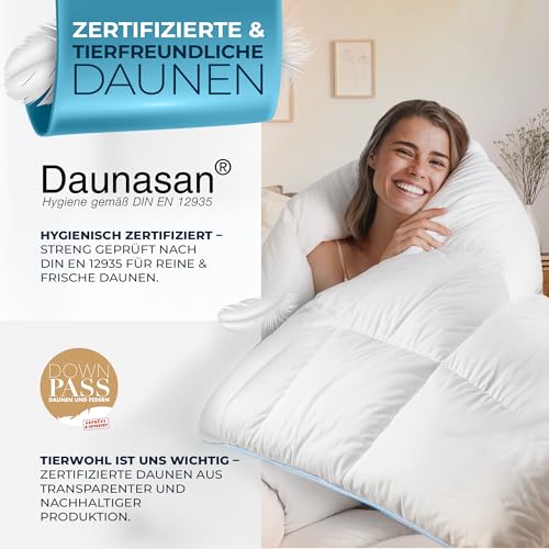 Glückstoff® Winterdecke aus Federn und Daunen 155x200cm [Zertifiziert in Deutschland] - Dicke Bettdecke Winter Waschbar - Warme Daunendecke… – Ansicht 6