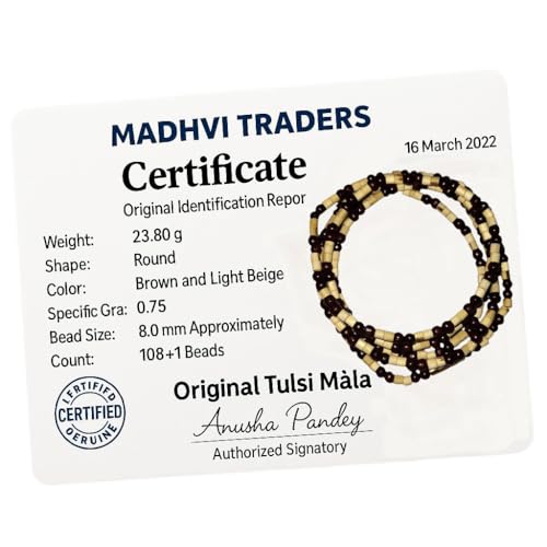 Image of Original Tulsi Kanthi Mala from Vrindavan Dham | Pure Natural Tulsi Wood Beads | ISKCON Style Single Round Spiritual Necklace for Men & Women | Hindu Pooja & Meditation Mala
