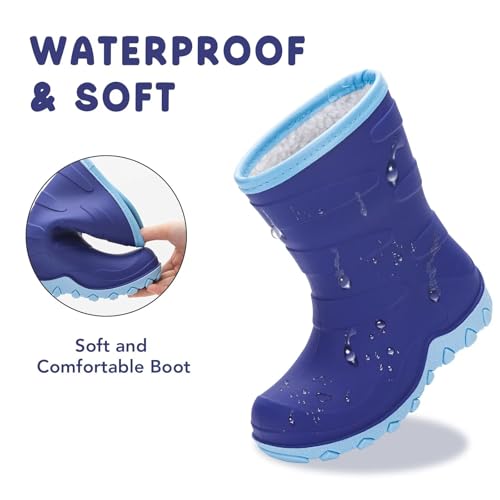 EUXTERPA Kids Winter Rain Boots Girls Boys Insulated Warm Snow Boots Children Waterproof Lined Boots for Toddler/Little Kid/Big Kid4