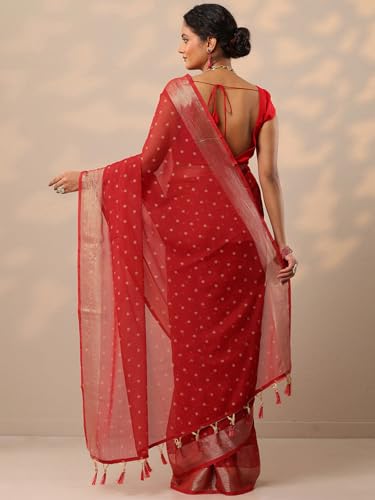 Image of Libas Printed Chiffon Saree for Women With Unstitched Blouse Piece | Traditional Saree for Festive & Wedding