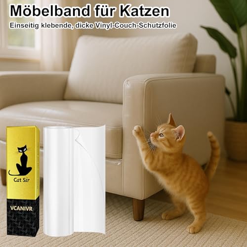 Kratzschutz Katze Tape 40cm x 3m Selbstklebend Kratzfolie Katzen Transparent Kratzfestes Sofa kratzmatte Katze Kratzschutzfolie Kratzfesten Schutzfolie für Sofa Couch Wand Tür und Möbel