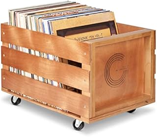 Legend Vinyl Wooden Vinyl Record Storage Crate on Wheels. | Ideal Vinyl Storage | Holds up to 100 Records and LPs