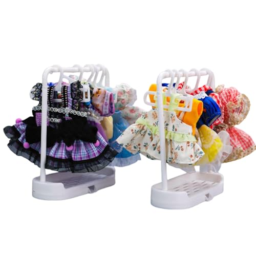 14 Pieces Dolls Clothes Hanger, BJD Doll Clothes Display Rack, Shoe Rack with Drained Design, Clothes Closet for 10cm-17cm Doll Clothes Storage