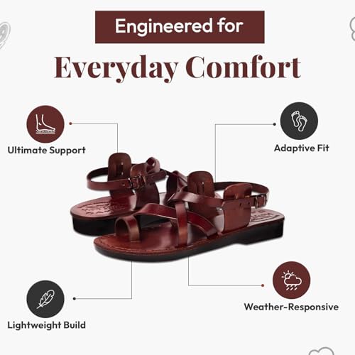 Image of Holy Land Market Men /Women Biblical Jesus Leather Sandals /Slides From Jerusalem (Jesus Style I)