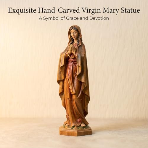Estatua Virgen María de Madera Sólida 12 pulg. Pintada a Mano miniatura 2