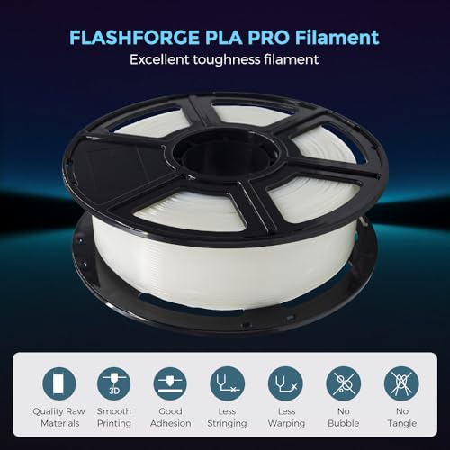 Image of FLASHFORGE 3D Printer Filament, PLA PRO Filament 1.75mm, 1KG Spool (2.2lbs), Dimensional Accuracy + /- 0.02mm for FDM 3D Printers, Better Tenacity & No Knotting (Transparent)