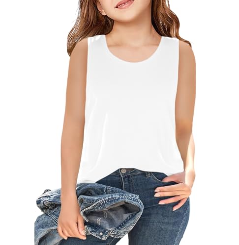 Image of Girls Sleeveless Basic Tank Tops Round Neck Tanks