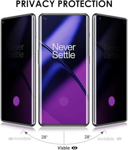 Image of Uyiton Privacy UV Tempered Glass for Oneplus 11R (6.74 Inch) | Anti-Spy Curved Screen Protector | 9H Hardness | Ultrasonic Fingerprint Compatible | HD Clarity | Bubble Free UV Installation | Case Friendly