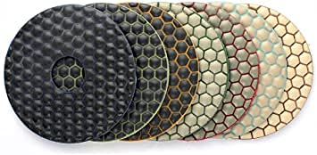 Z-Lion - Juego de 7 almohadillas de pulido en seco de diamante flexibles de 5 pulgadas para lijado de piedra de mármol de granito