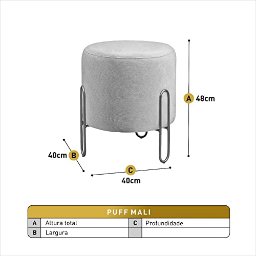 Puff Banqueta Mali Luxo Base Bronze Castellar Móbile