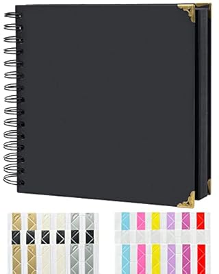 DIY Scrapbook Photo Album 100 Pages(8x8inch) Small Blank Memory Book Personalized-Black Cover, Hardcover Black Page Handmade Craft Plain Scrapbook Journals