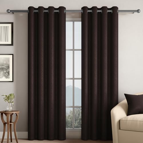 Image of Wakefit Jacquard Room Darkening Curtain | Light Blocking Upto 70% | (9 x 3.9 ft) | Door Curtain | Set of 2 | Reduces Noise | Machine Washable | Smash |Diamond Brown