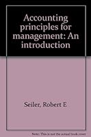 Accounting principles for management: An introduction 0675087260 Book Cover