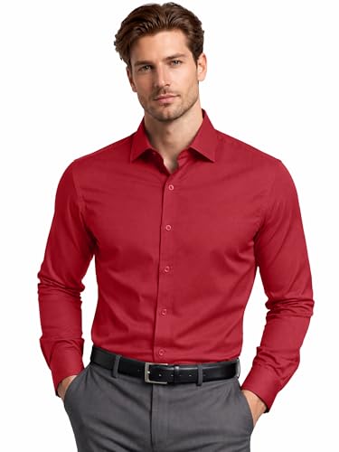 Image of FILO HEVIS Men's Shirt Regular Fit Solid Self-Cord Cotton Blended, Soft Fabric Stylish Formal Wear Man Shirt, Spread Collar Full Sleeves,(Available in Plus Size)