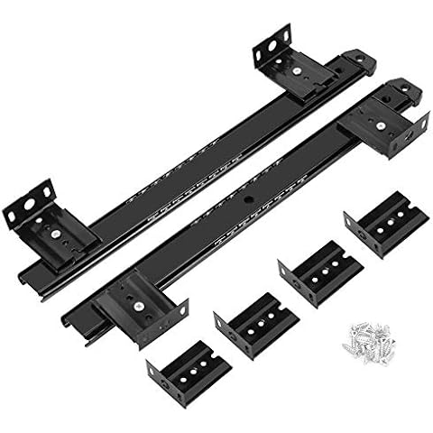 ANGGREK Ball Bearing Runners 22.8inch Keyboard Shelf Runners Adjustable Under Desk Computer Slides with Screw Cover