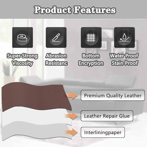 Image of Leather Repair Tape, Self-Adhesive Leather Repair Patch for Couch Furniture Sofas Car Seats, Advanced PU Vinyl Leather Repair Kit (Brown - 1Pcs)