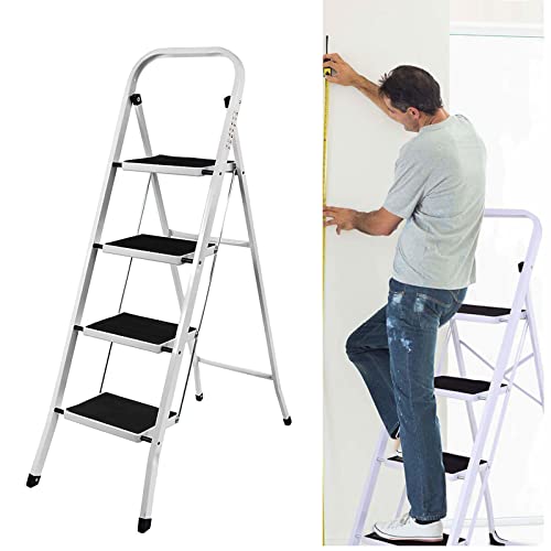 Taburete de cocina portátil plegable de acero con capacidad de carga de 150 kg, pasamanos resistentes, antideslizantes, escalera de pedal (2-5 días de entrega) Cover