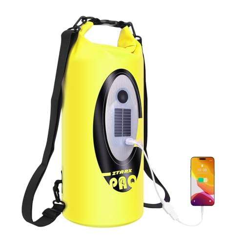 Waterproof Dry Bag Backpack con altavoz Bluetooth, RGB, 10L, Amarillo Neón