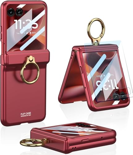 Image of Kapa Magnetic Hinge and Ring Back Cover for Motorola Razr 60 Ultra | Ultra Thin Shockproof Slim Hard Protective Case (Wine Red)
