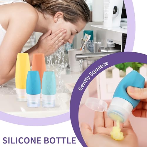 19 Pack Travel Bottles for Toiletries - TSA-Approved Leak-Proof Silicone Containers with Cream Jars Spray Bottles Funnel Brushes & Labels - Portable Refillable Kit for Shampoo Lotion & Conditioner - Image 7
