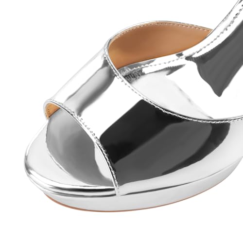 Image of Women's Dressy Platform Wedge Sandals Gold Wedges Peep Toe Patent High Heels Slingback Heeled Comfortable Ankle Strap Shoes